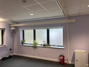 Molift ceiling hoist installation with sling ready for safe transfer use