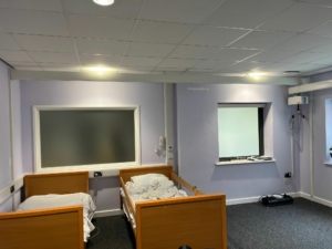 Completed Molift Air 350 ceiling hoist installation on school ceiling track